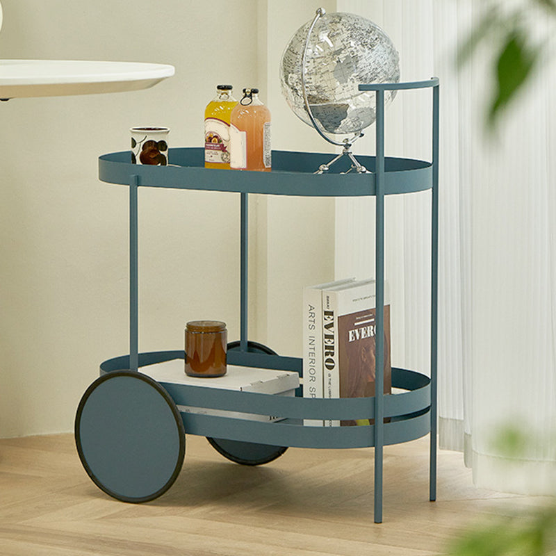 Wheels Accent Side Table with Tray Top in Metal Modern Accent Side Table