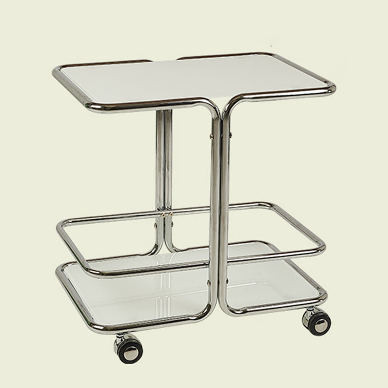 Contemporary Corner Table Double Tier Accent Side Table with Shelf White 1 Clearhalo 'Coffee & Accent Tables' 'End & Side Tables' 'end_side_tables' 'furn' 'furn_end_side_tables' 'Furniture' 'Living Room Furniture' 7633674