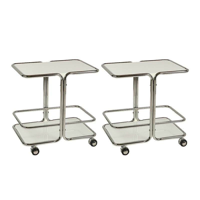 Contemporary Corner Table Double Tier Accent Side Table with Shelf White 2 Clearhalo 'Coffee & Accent Tables' 'End & Side Tables' 'end_side_tables' 'furn' 'furn_end_side_tables' 'Furniture' 'Living Room Furniture' 7633676