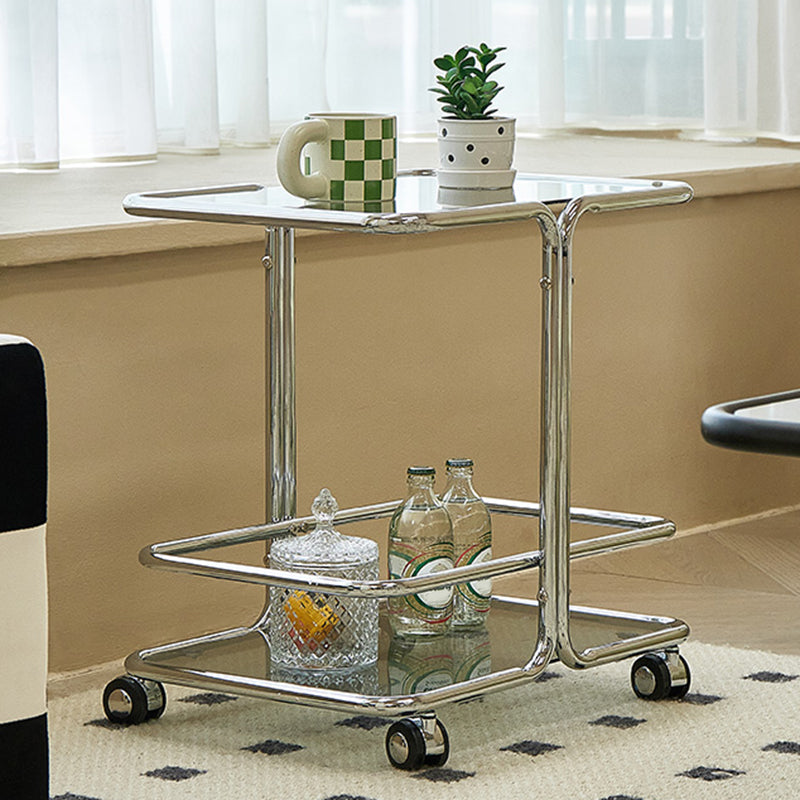 Contemporary Corner Table Double Tier Accent Side Table with Shelf Clearhalo 'Coffee & Accent Tables' 'End & Side Tables' 'end_side_tables' 'furn' 'furn_end_side_tables' 'Furniture' 'Living Room Furniture' 7633677