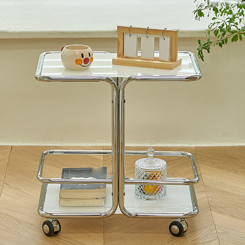 Contemporary Corner Table Double Tier Accent Side Table with Shelf Clearhalo 'Coffee & Accent Tables' 'End & Side Tables' 'end_side_tables' 'furn' 'furn_end_side_tables' 'Furniture' 'Living Room Furniture' 7633678