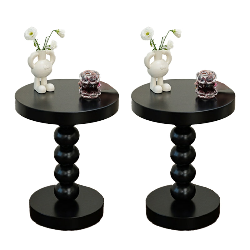 Pedestal End Table in Wood Round Top Living Room Corner Table Black 2 Clearhalo 'Coffee & Accent Tables' 'End & Side Tables' 'end_side_tables' 'furn' 'furn_end_side_tables' 'Furniture' 'Living Room Furniture' 7633713