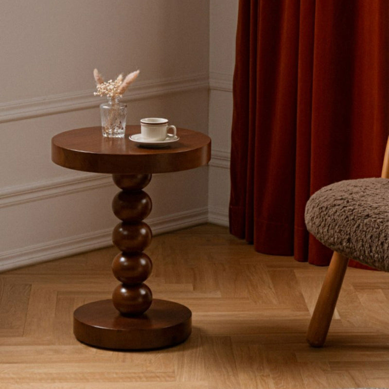 Pedestal End Table in Wood Round Top Living Room Corner Table Walnut 1 Clearhalo 'Coffee & Accent Tables' 'End & Side Tables' 'end_side_tables' 'furn' 'furn_end_side_tables' 'Furniture' 'Living Room Furniture' 7633715