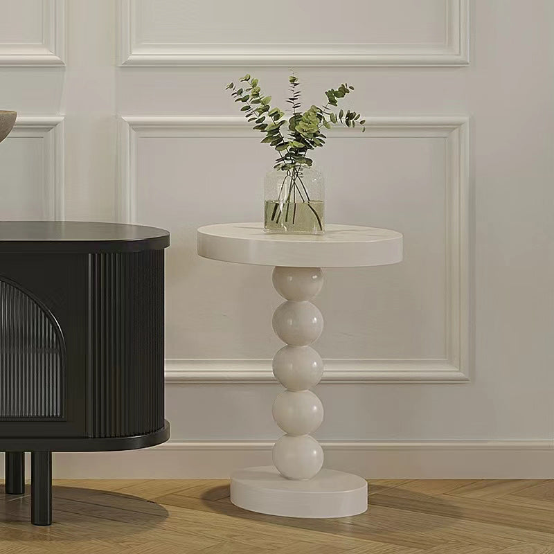 Pedestal End Table in Wood Round Top Living Room Corner Table White 1 Clearhalo 'Coffee & Accent Tables' 'End & Side Tables' 'end_side_tables' 'furn' 'furn_end_side_tables' 'Furniture' 'Living Room Furniture' 7633718