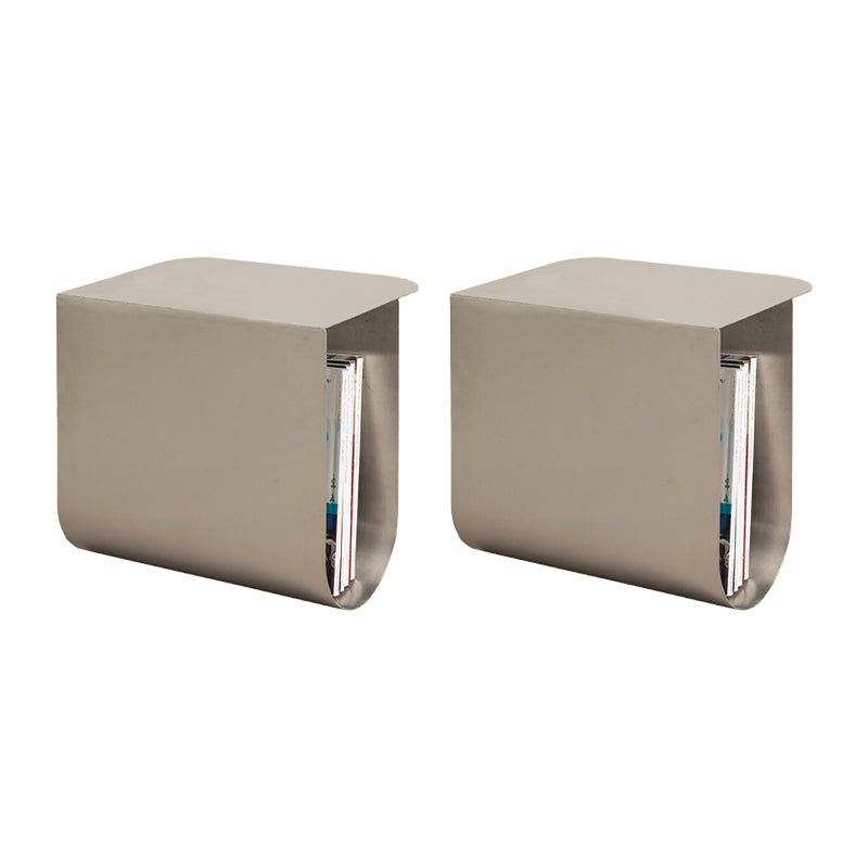 Contemporary Sofa Side Accent Table Metal with Storage Living Room Abstract Stainless-Steel 2 Clearhalo 'Coffee & Accent Tables' 'End & Side Tables' 'end_side_tables' 'furn' 'furn_end_side_tables' 'Furniture' 'Living Room Furniture' 7633772