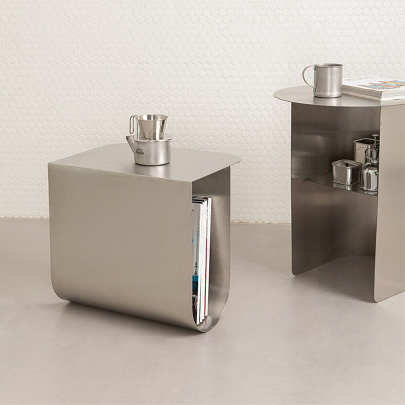 Contemporary Sofa Side Accent Table Metal with Storage Living Room Abstract Clearhalo 'Coffee & Accent Tables' 'End & Side Tables' 'end_side_tables' 'furn' 'furn_end_side_tables' 'Furniture' 'Living Room Furniture' 7633773