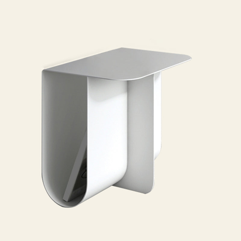 Contemporary Sofa Side Accent Table Metal with Storage Living Room Abstract White 1 Clearhalo 'Coffee & Accent Tables' 'End & Side Tables' 'end_side_tables' 'furn' 'furn_end_side_tables' 'Furniture' 'Living Room Furniture' 7633778