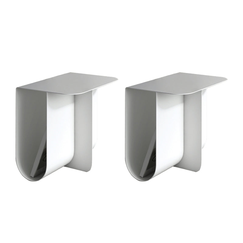 Contemporary Sofa Side Accent Table Metal with Storage Living Room Abstract White 2 Clearhalo 'Coffee & Accent Tables' 'End & Side Tables' 'end_side_tables' 'furn' 'furn_end_side_tables' 'Furniture' 'Living Room Furniture' 7633780