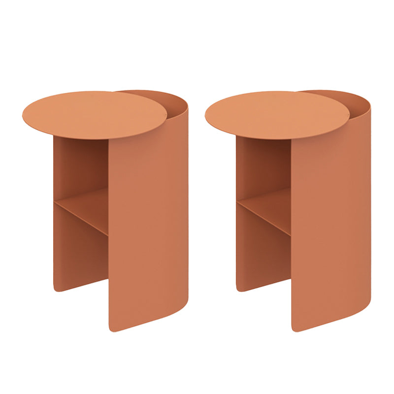 Contemporary Sofa Side Accent Table Metal with Storage Living Room Abstract Brown 2 Clearhalo 'Coffee & Accent Tables' 'End & Side Tables' 'end_side_tables' 'furn' 'furn_end_side_tables' 'Furniture' 'Living Room Furniture' 7633790