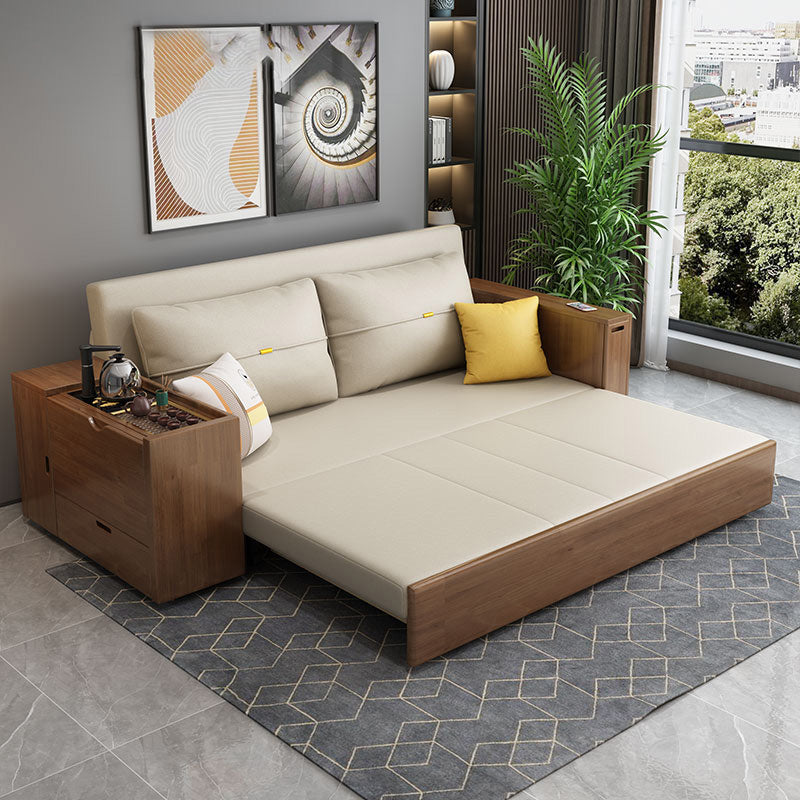 スカンジナビアの布団寝台ソファベッド正方形の腕と枕バック