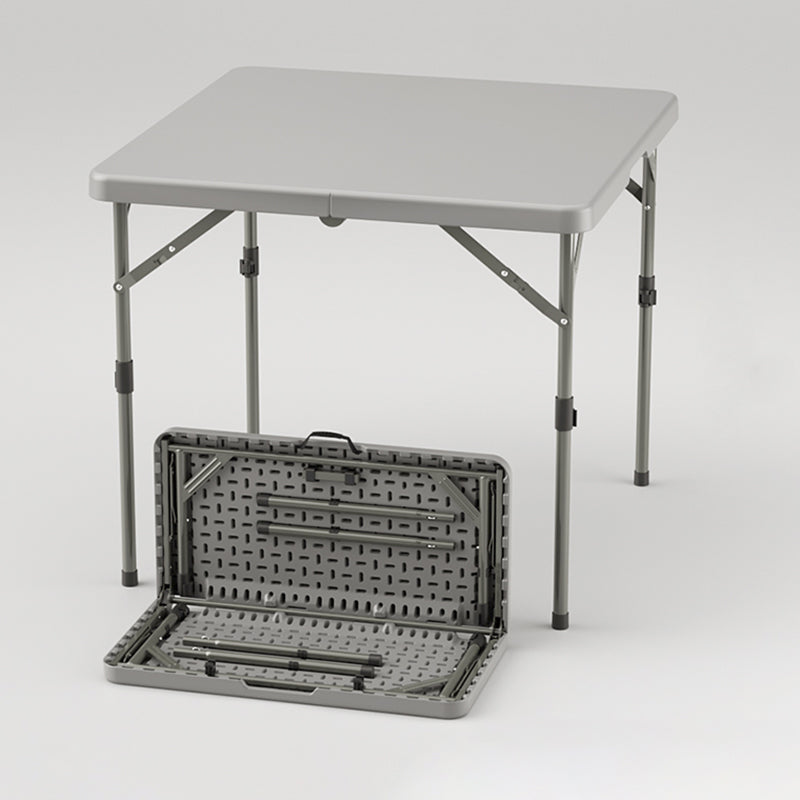 Modern Dining Table Square Plastic Top with 4 Metal Legs for Living Room Grey Folding Without Chairs Clearhalo 'Dining Tables & Seating' 'Dining Tables' 'dining_table' 'furn' 'furn_dining_table' 'Furniture' 'Kitchen & Dining Furniture' 7635701