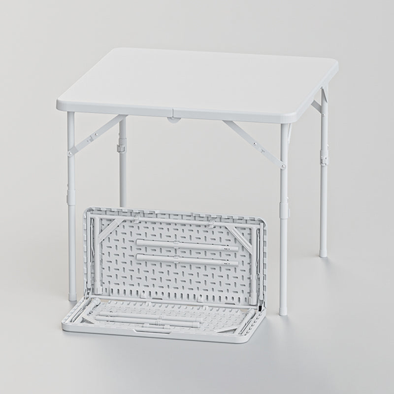 Modern Dining Table Square Plastic Top with 4 Metal Legs for Living Room White Folding Without Chairs Clearhalo 'Dining Tables & Seating' 'Dining Tables' 'dining_table' 'furn' 'furn_dining_table' 'Furniture' 'Kitchen & Dining Furniture' 7635702