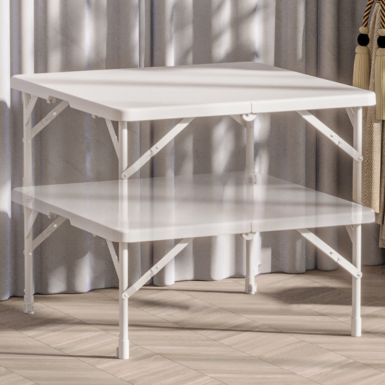 Modern Dining Table Square Plastic Top with 4 Metal Legs for Living Room Clearhalo 'Dining Tables & Seating' 'Dining Tables' 'dining_table' 'furn' 'furn_dining_table' 'Furniture' 'Kitchen & Dining Furniture' 7635703