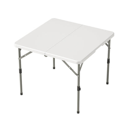 Modern Dining Table Square Plastic Top with 4 Metal Legs for Living Room White-Gray Folding Without Chairs Clearhalo 'Dining Tables & Seating' 'Dining Tables' 'dining_table' 'furn' 'furn_dining_table' 'Furniture' 'Kitchen & Dining Furniture' 7635704