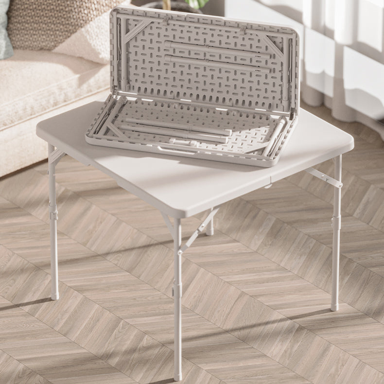 Modern Dining Table Square Plastic Top with 4 Metal Legs for Living Room Clearhalo 'Dining Tables & Seating' 'Dining Tables' 'dining_table' 'furn' 'furn_dining_table' 'Furniture' 'Kitchen & Dining Furniture' 7635705