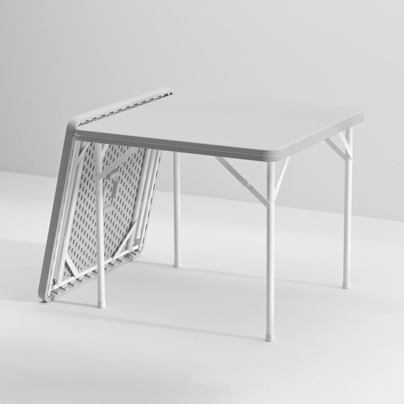 Modern Dining Table Square Plastic Top with 4 Metal Legs for Living Room Grey Fixed Table Without Chairs Clearhalo 'Dining Tables & Seating' 'Dining Tables' 'dining_table' 'furn' 'furn_dining_table' 'Furniture' 'Kitchen & Dining Furniture' 7635706