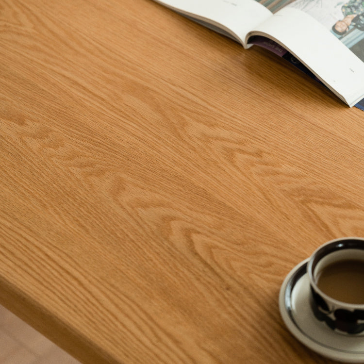 Modern Solid Wood Dining Table Natural Oak Rectangular Top with Double Pedestal Clearhalo 'Dining Tables & Seating' 'Dining Tables' 'dining_table' 'furn' 'furn_dining_table' 'Furniture' 'Kitchen & Dining Furniture' 7635735