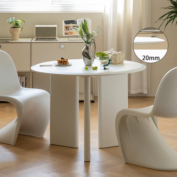 Tavolo da pranzo moderno in legno per 2 persone con piano rotondo bianco
