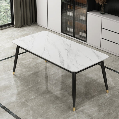 Modern Stone Rectangular Dining Table for Restaurant and Bar Without Chairs Clearhalo 'Dining Tables & Seating' 'Dining Tables' 'dining_table' 'furn' 'furn_dining_table' 'Furniture' 'Kitchen & Dining Furniture' 7635757