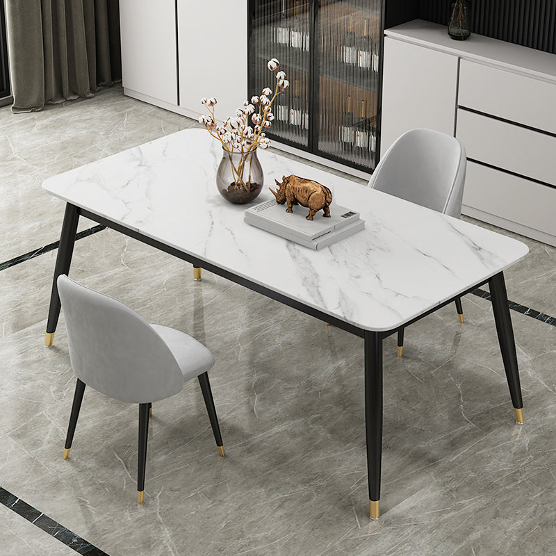 Modern Stone Rectangular Dining Table for Restaurant and Bar Clearhalo 'Dining Tables & Seating' 'Dining Tables' 'dining_table' 'furn' 'furn_dining_table' 'Furniture' 'Kitchen & Dining Furniture' 7635759