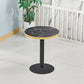 Wooden Dining Room Table for 2 Person with Metal Pedestal Base Round Black 23.6"L x 23.6"W x 29.5"H Clearhalo 'Dining Tables & Seating' 'Dining Tables' 'dining_table' 'furn' 'furn_dining_table' 'Furniture' 'Kitchen & Dining Furniture' 7635773