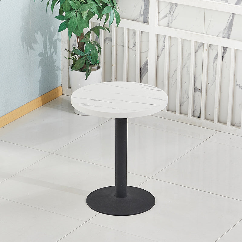 Wooden Dining Room Table for 2 Person with Metal Pedestal Base Round White 23.6"L x 23.6"W x 29.5"H Clearhalo 'Dining Tables & Seating' 'Dining Tables' 'dining_table' 'furn' 'furn_dining_table' 'Furniture' 'Kitchen & Dining Furniture' 7635775