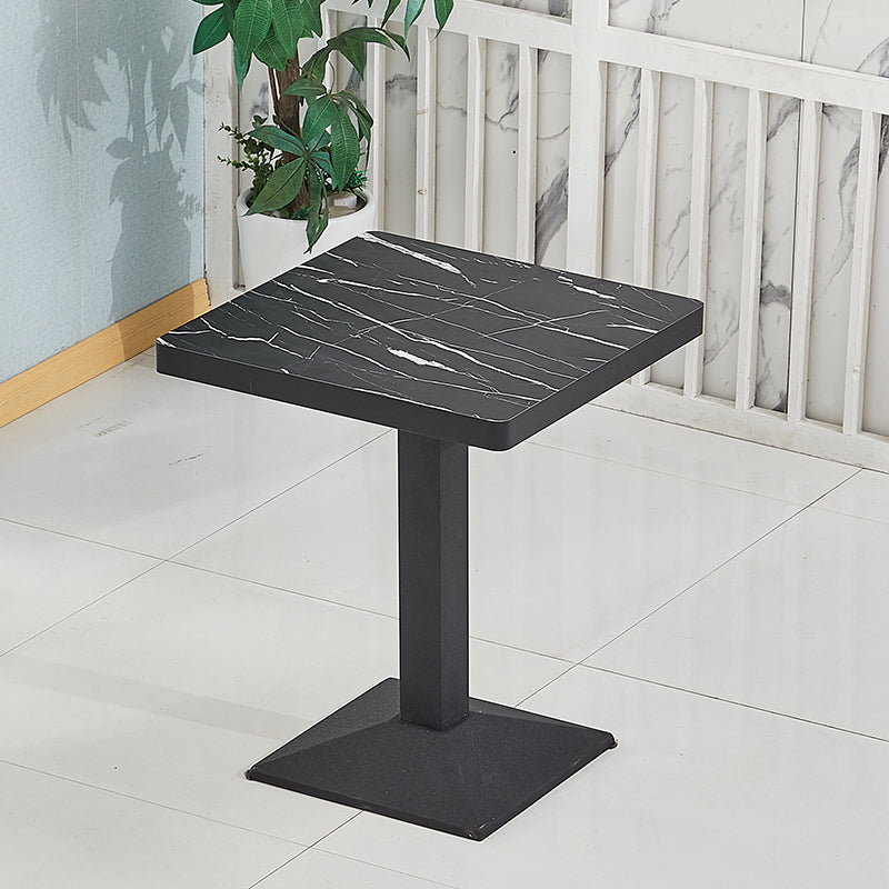 Wooden Dining Room Table for 2 Person with Metal Pedestal Base Square Black 23.6"L x 23.6"W x 29.5"H Clearhalo 'Dining Tables & Seating' 'Dining Tables' 'dining_table' 'furn' 'furn_dining_table' 'Furniture' 'Kitchen & Dining Furniture' 7635777