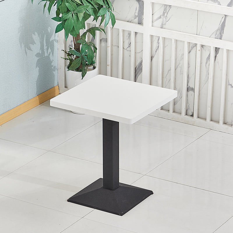 Wooden Dining Room Table for 2 Person with Metal Pedestal Base Square Ivory 23.6"L x 23.6"W x 29.5"H Clearhalo 'Dining Tables & Seating' 'Dining Tables' 'dining_table' 'furn' 'furn_dining_table' 'Furniture' 'Kitchen & Dining Furniture' 7635780