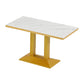 Wooden Dining Room Table for 2 Person with Metal Pedestal Base Clearhalo 'Dining Tables & Seating' 'Dining Tables' 'dining_table' 'furn' 'furn_dining_table' 'Furniture' 'Kitchen & Dining Furniture' 7635781