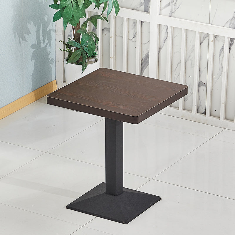 Wooden Dining Room Table for 2 Person with Metal Pedestal Base Square Coffee 23.6"L x 23.6"W x 29.5"H Clearhalo 'Dining Tables & Seating' 'Dining Tables' 'dining_table' 'furn' 'furn_dining_table' 'Furniture' 'Kitchen & Dining Furniture' 7635785