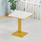 Wooden Dining Room Table for 2 Person with Metal Pedestal Base Square Beige Gold 23.6"L x 23.6"W x 29.5"H Clearhalo 'Dining Tables & Seating' 'Dining Tables' 'dining_table' 'furn' 'furn_dining_table' 'Furniture' 'Kitchen & Dining Furniture' 7635788