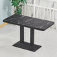Wooden Dining Room Table for 2 Person with Metal Pedestal Base Rectangle Black 47.2"L x 23.6"W x 29.5"H Clearhalo 'Dining Tables & Seating' 'Dining Tables' 'dining_table' 'furn' 'furn_dining_table' 'Furniture' 'Kitchen & Dining Furniture' 7635790