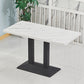 Wooden Dining Room Table for 2 Person with Metal Pedestal Base Rectangle White 47.2"L x 23.6"W x 29.5"H Clearhalo 'Dining Tables & Seating' 'Dining Tables' 'dining_table' 'furn' 'furn_dining_table' 'Furniture' 'Kitchen & Dining Furniture' 7635791