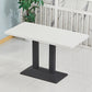 Wooden Dining Room Table for 2 Person with Metal Pedestal Base Rectangle Ivory 47.2"L x 23.6"W x 29.5"H Clearhalo 'Dining Tables & Seating' 'Dining Tables' 'dining_table' 'furn' 'furn_dining_table' 'Furniture' 'Kitchen & Dining Furniture' 7635792