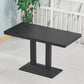 Wooden Dining Room Table for 2 Person with Metal Pedestal Base Rectangle Textured Black 47.2"L x 23.6"W x 29.5"H Clearhalo 'Dining Tables & Seating' 'Dining Tables' 'dining_table' 'furn' 'furn_dining_table' 'Furniture' 'Kitchen & Dining Furniture' 7635794