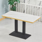 Wooden Dining Room Table for 2 Person with Metal Pedestal Base Rectangle White-Gold 47.2"L x 23.6"W x 29.5"H Clearhalo 'Dining Tables & Seating' 'Dining Tables' 'dining_table' 'furn' 'furn_dining_table' 'Furniture' 'Kitchen & Dining Furniture' 7635798