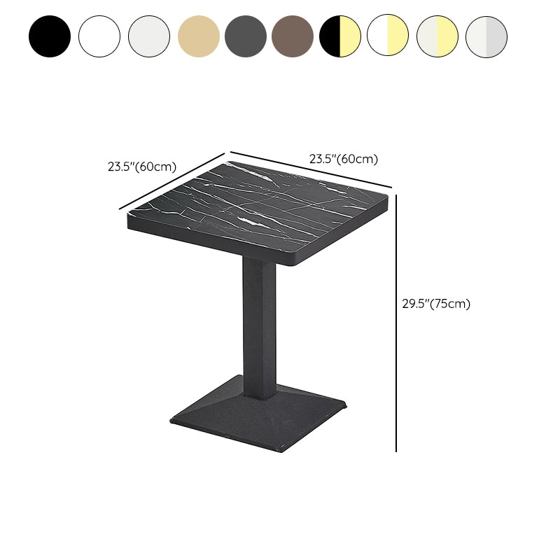 Wooden Dining Room Table for 2 Person with Metal Pedestal Base Clearhalo 'Dining Tables & Seating' 'Dining Tables' 'dining_table' 'furn' 'furn_dining_table' 'Furniture' 'Kitchen & Dining Furniture' 7635802