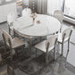 Modern Extendable Dining Table White Round Stone Tabletop for Home Clearhalo 'Dining Tables & Seating' 'Dining Tables' 'dining_table' 'furn' 'furn_dining_table' 'Furniture' 'Kitchen & Dining Furniture' 7635804