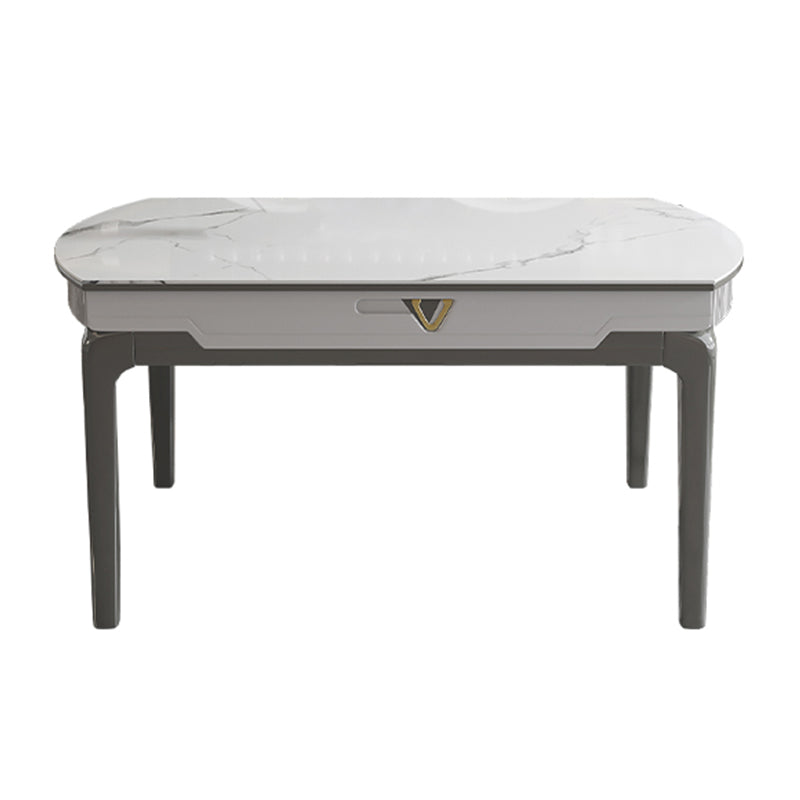 Modern Extendable Dining Table White Round Stone Tabletop for Home Without Chairs Clearhalo 'Dining Tables & Seating' 'Dining Tables' 'dining_table' 'furn' 'furn_dining_table' 'Furniture' 'Kitchen & Dining Furniture' 7635808