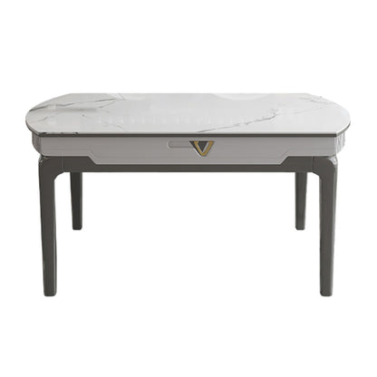 Modern Extendable Dining Table White Round Stone Tabletop for Home Without Chairs Clearhalo 'Dining Tables & Seating' 'Dining Tables' 'dining_table' 'furn' 'furn_dining_table' 'Furniture' 'Kitchen & Dining Furniture' 7635808
