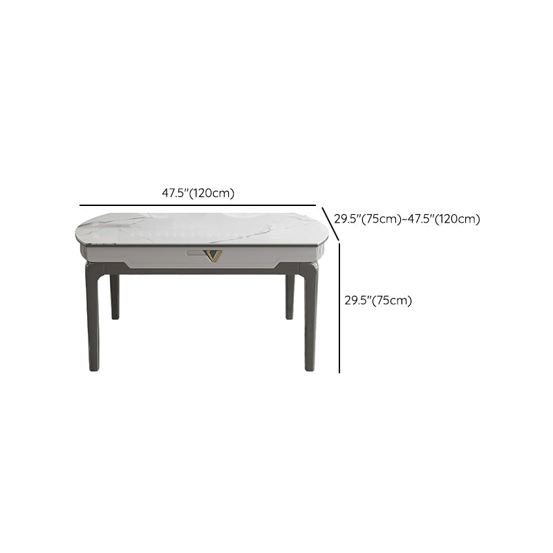 Modern Extendable Dining Table White Round Stone Tabletop for Home Clearhalo 'Dining Tables & Seating' 'Dining Tables' 'dining_table' 'furn' 'furn_dining_table' 'Furniture' 'Kitchen & Dining Furniture' 7635812