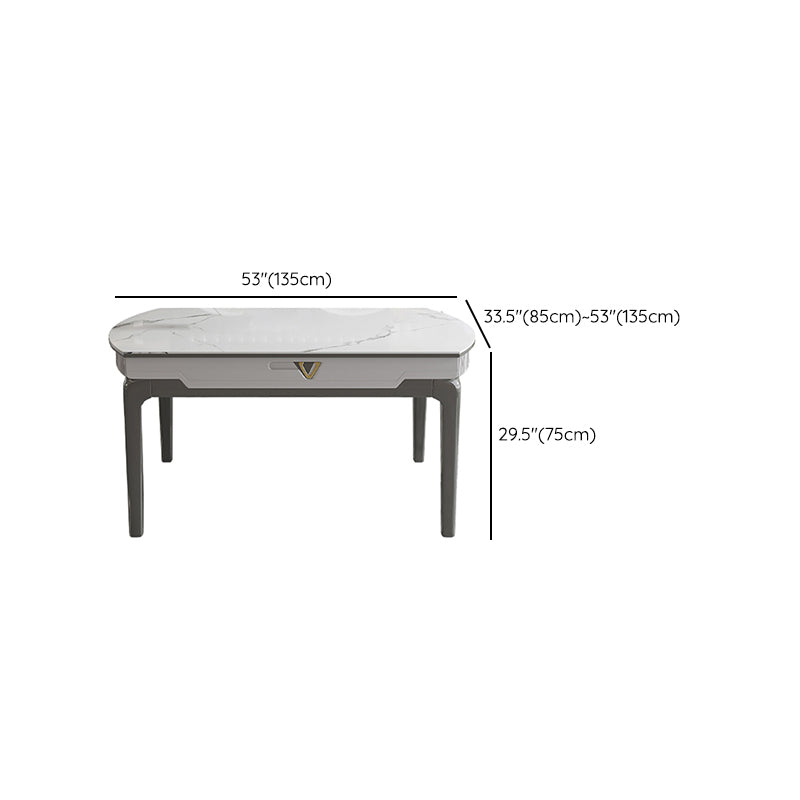 Modern Extendable Dining Table White Round Stone Tabletop for Home Clearhalo 'Dining Tables & Seating' 'Dining Tables' 'dining_table' 'furn' 'furn_dining_table' 'Furniture' 'Kitchen & Dining Furniture' 7635813