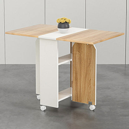 Modern Folding Dining Table Rectangle Wooden Tabletop with Storage Natural 39.4"L x 23.6"W x 28.7"H Without Chairs Clearhalo 'Dining Tables & Seating' 'Dining Tables' 'dining_table' 'furn' 'furn_dining_table' 'Furniture' 'Kitchen & Dining Furniture' 7635828
