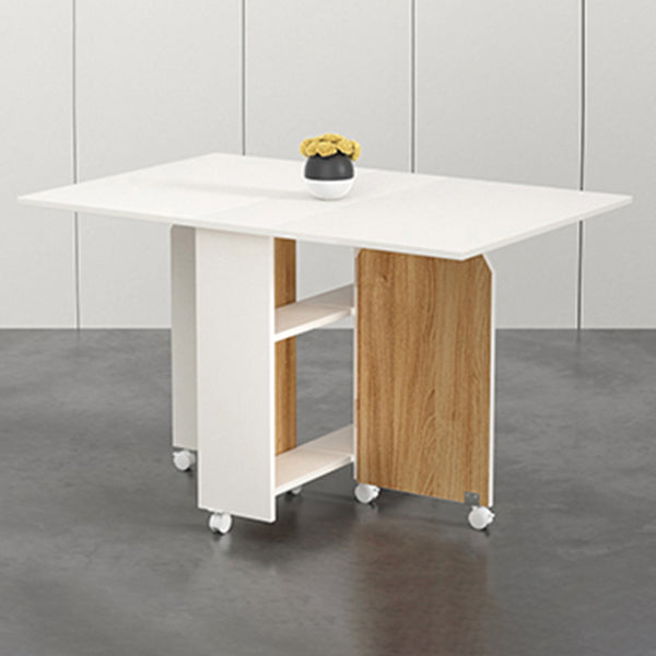 Modern Folding Dining Table Rectangle Wooden Tabletop with Storage White 47"L x 31"W x 29"H Without Chairs Clearhalo 'Dining Tables & Seating' 'Dining Tables' 'dining_table' 'furn' 'furn_dining_table' 'Furniture' 'Kitchen & Dining Furniture' 7635830