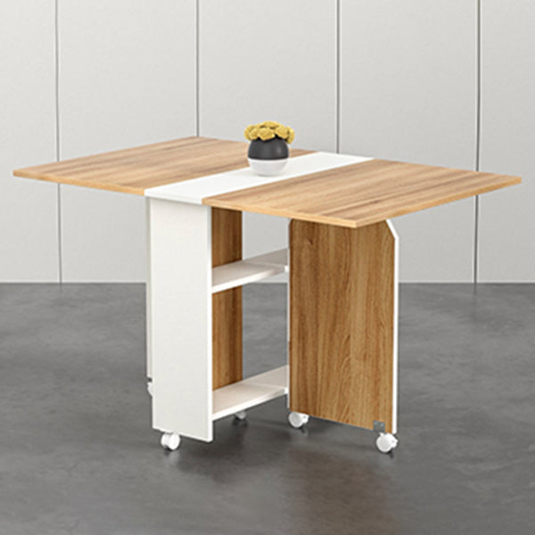 Modern Folding Dining Table Rectangle Wooden Tabletop with Storage Natural 47"L x 31"W x 29"H Without Chairs Clearhalo 'Dining Tables & Seating' 'Dining Tables' 'dining_table' 'furn' 'furn_dining_table' 'Furniture' 'Kitchen & Dining Furniture' 7635832