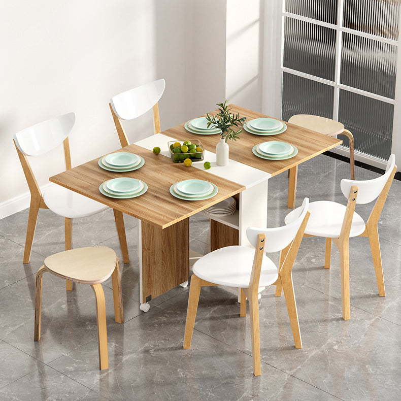 Modern Folding Dining Table Rectangle Wooden Tabletop with Storage Clearhalo 'Dining Tables & Seating' 'Dining Tables' 'dining_table' 'furn' 'furn_dining_table' 'Furniture' 'Kitchen & Dining Furniture' 7635841