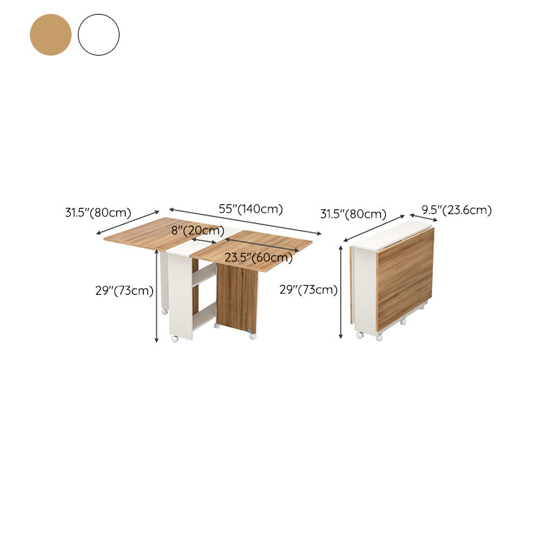 Modern Folding Dining Table Rectangle Wooden Tabletop with Storage Clearhalo 'Dining Tables & Seating' 'Dining Tables' 'dining_table' 'furn' 'furn_dining_table' 'Furniture' 'Kitchen & Dining Furniture' 7635844
