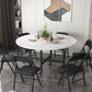 Modern Foldable Dining Table Round Wood Tabletop with Metal Legs