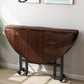 Modern Foldable Dining Table Round Wood Tabletop with Metal Legs