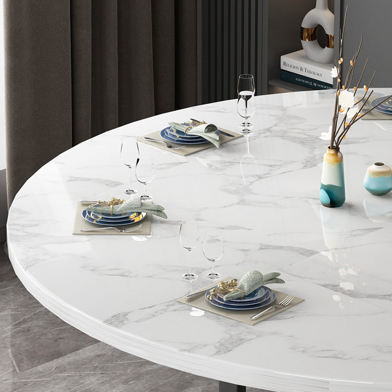Modern Foldable Dining Table Round Wood Tabletop with Metal Legs